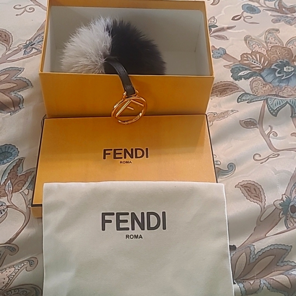 Fendi fur mink Pom Pom Keychain bag charm Pompom